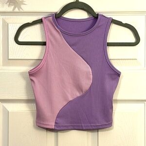 Colorblock Lilac & Lavender Women's Crop Top